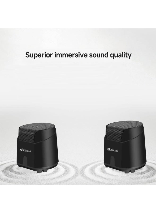 كيسونلي نظام مكبرات صوت صغيرة متعددة الوسائط Kisonli K-500 مع مضخم صوت USB 2.0 - مكبر صوت كمبيوتر 2.1 قناة مع صوت جهير عميق، مدخل صوت 3.5 ملم، نظام صوت مكتبي صغير يعمل بمنفذ USB - أسود - Image 4